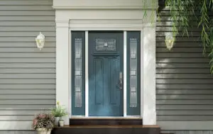 Front door with decorative glass panels